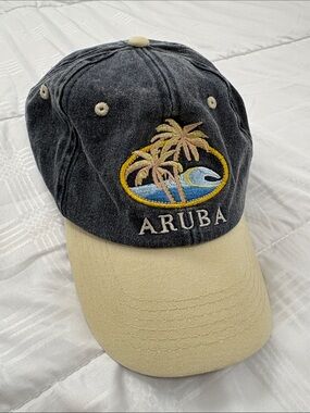 Vintage Aruba Embroidered Palm Tree Baseball Cap